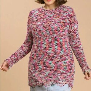 Multicolor Knit Plus Size Women's Sweater